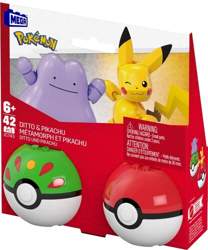 MEGA Pokémon Poké Ball 2-Pack Building Toy Kits with 2 Action Figures (42 Pieces) - Pikachu & Ditto