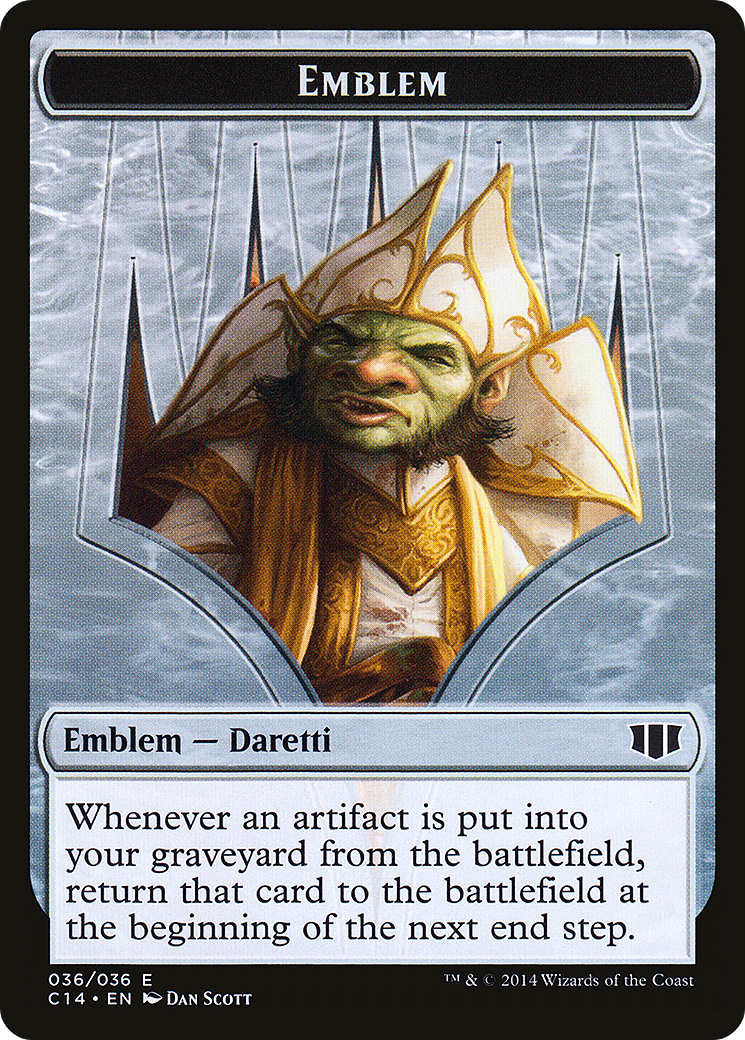 Emblem - Daretti, Scrap Savant // Tuktuk the Returned Double-Sided Token (C14-36 // 31) - Commander 2014 Tokens