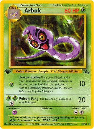 Arbok 031/62  - Unlimited Fossil - Uncommon