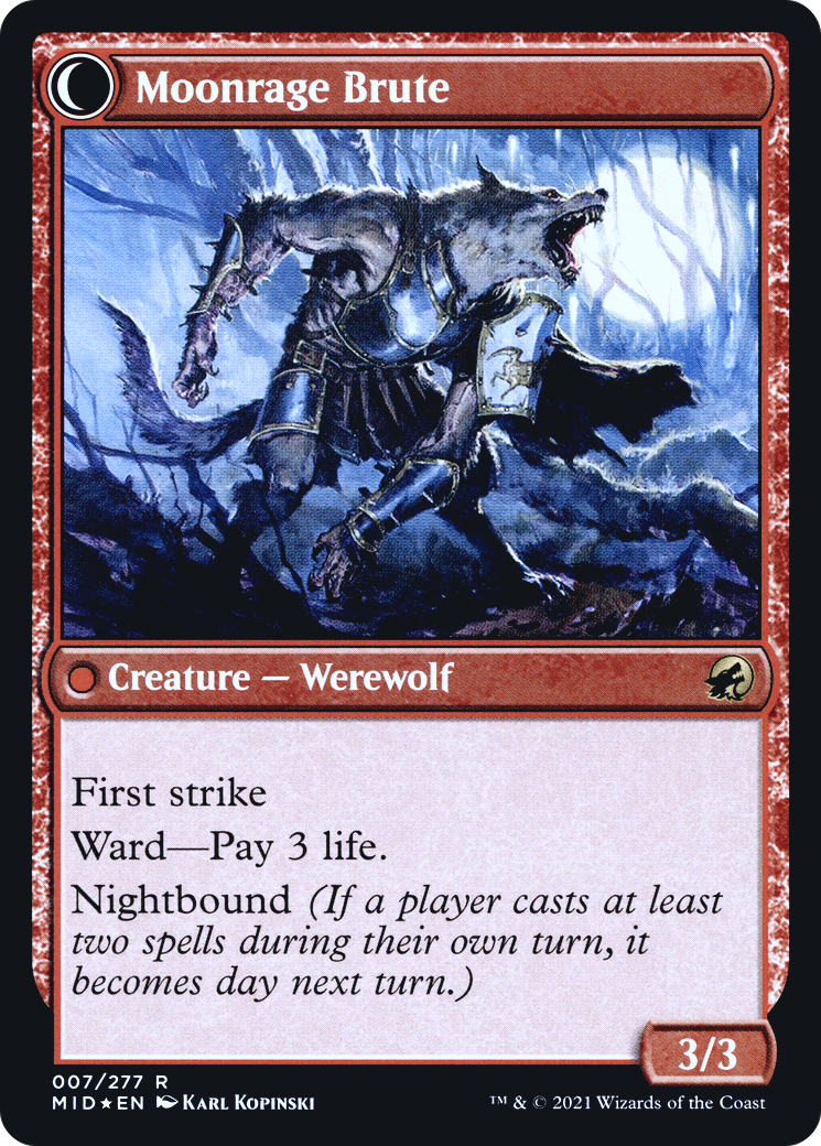 Brutal Cathar // Moonrage Brute (PRE-07S) - Innistrad: Midnight Hunt Promos: (Double Faced Transform) Foil
