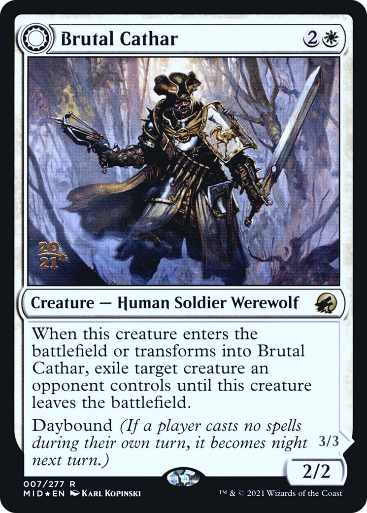 Brutal Cathar // Moonrage Brute (PRE-07S) - Innistrad: Midnight Hunt Promos: (Double Faced Transform) Foil
