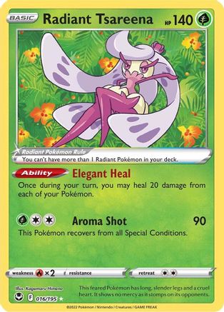 Radiant Tsareena 016/195  - Holofoil SWSH12 Silver Tempest - Radiant Rare