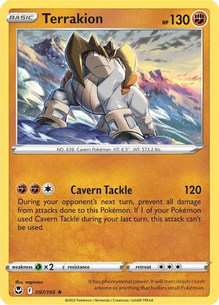 Terrakion 097/195  - Holofoil SWSH12 Silver Tempest - Holo Rare