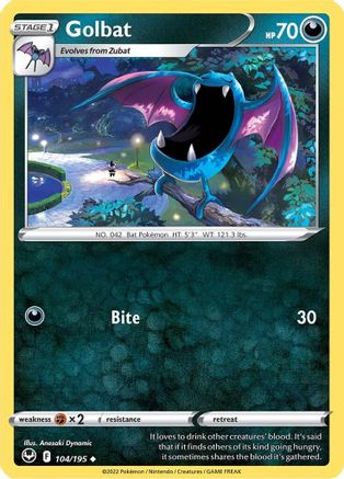 Golbat 104/195  - Reverse Holofoil SWSH12 Silver Tempest - Uncommon