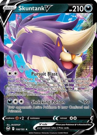Skuntank V 108/195  - Holofoil SWSH12 Silver Tempest - Ultra Rare