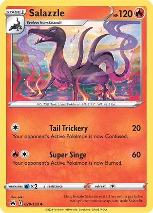 Salazzle 028/159  - Reverse Holofoil Crown Zenith - Uncommon