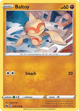 Baltoy 070/159  - Reverse Holofoil Crown Zenith - Common