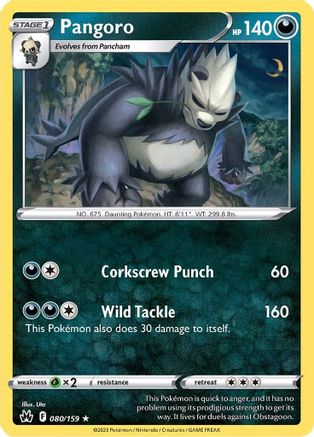 Pangoro 080/159  - Reverse Holofoil Crown Zenith - Rare