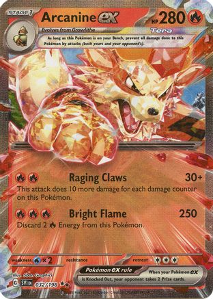 Arcanine ex 032/198  - Holofoil SV01 Scarlet & Violet Base Set - Double Rare