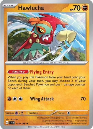 Hawlucha 118/198  - Holofoil SV01 Scarlet & Violet Base Set - Rare