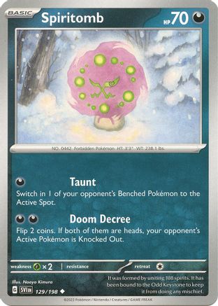 Spiritomb 129/198  - Reverse Holofoil SV01 Scarlet & Violet Base Set - Uncommon