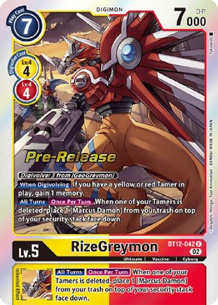RizeGreymon (BT12-042) - Across Time Pre-Release Cards Foil