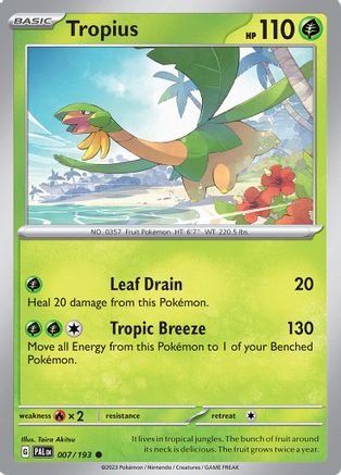 Tropius 007/193  - Reverse Holofoil SV02 Paldea Evolved - Common