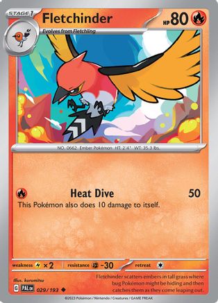Fletchinder 029/193  - Reverse Holofoil SV02 Paldea Evolved - Uncommon