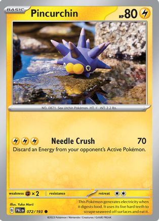 Pincurchin 072/193  - Reverse Holofoil SV02 Paldea Evolved - Common