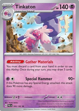 Tinkaton 105/193  - Holofoil SV02 Paldea Evolved - Rare