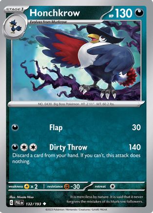 Honchkrow 132/193  SV02 Paldea Evolved - Uncommon