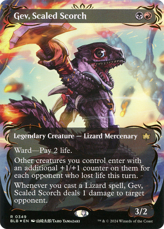 Gev, Scaled Scorch (BLB-349) - Bloomburrow: (Showcase) (Borderless) Foil