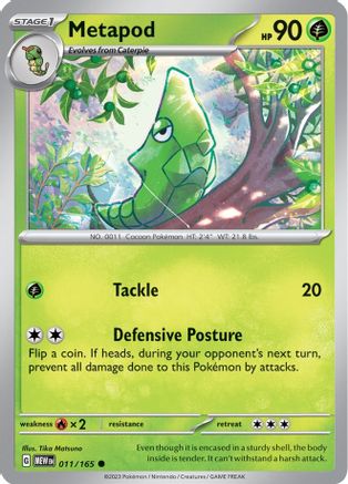 Metapod 011/165  - Reverse Holofoil SV Scarlet & Violet 151 - Common