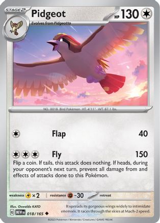 Pidgeot 018/165  SV Scarlet & Violet 151 - Uncommon