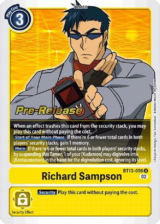 Richard Sampson (BT13-098) - Versus Royal Knights Pre-Release Cards Foil