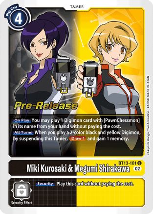 Miki Kurosaki & Megumi Shirakawa (BT13-101) - Versus Royal Knights Pre-Release Cards Foil