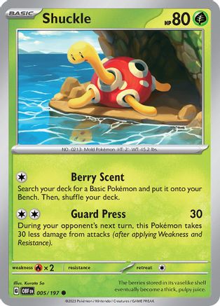 Shuckle 005/197  - Reverse Holofoil SV03 Obsidian Flames - Common