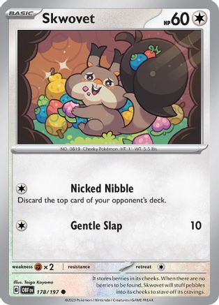 Skwovet 178/197  - Reverse Holofoil SV03 Obsidian Flames - Common