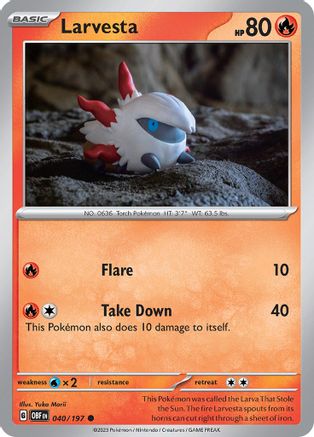Larvesta 040/197  - Reverse Holofoil SV03 Obsidian Flames - Common