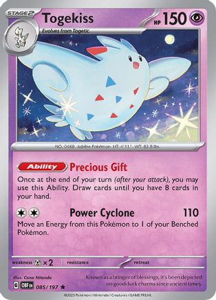 Togekiss 085/197  - Reverse Holofoil SV03 Obsidian Flames - Rare