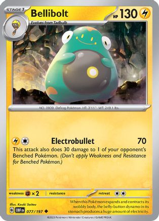 Bellibolt 077/197  - Reverse Holofoil SV03 Obsidian Flames - Uncommon