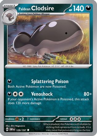 Paldean Clodsire 129/197  SV03 Obsidian Flames - Uncommon