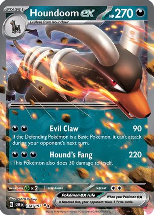 Houndoom ex 134/197  - Holofoil SV03 Obsidian Flames - Double Rare