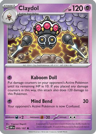 Claydol 095/197  - Reverse Holofoil SV03 Obsidian Flames - Rare