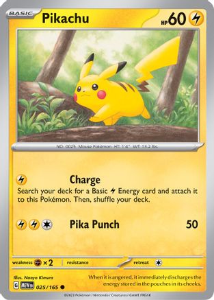 Pikachu 025/165  - Reverse Holofoil SV Scarlet & Violet 151 - Common