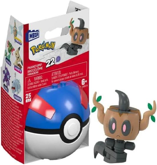 MEGA Pokemon Building Toy Kit Phantump (25 Pieces) with 1 Action Figure and Ball
