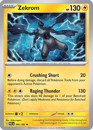 Zekrom 066/182  - Reverse Holofoil SV04 Paradox Rift - Rare
