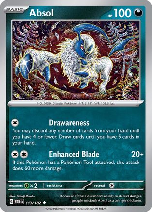 Absol 113/182  - Reverse Holofoil SV04 Paradox Rift - Uncommon
