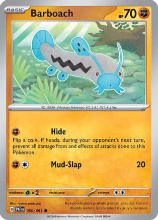 Barboach 050/091  - Reverse Holofoil SV Paldean Fates - Common