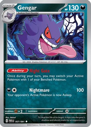 Gengar 057/091  - Reverse Holofoil SV Paldean Fates - Uncommon