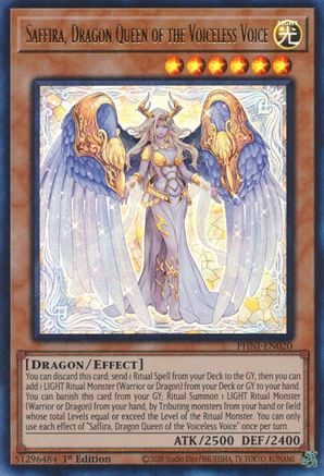 Saffira, Dragon Queen of the Voiceless Voice (PHNI-EN020) - Phantom Nightmare 1st Edition
