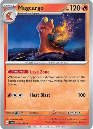 Magcargo 029/162  - Reverse Holofoil SV05 Temporal Forces - Rare