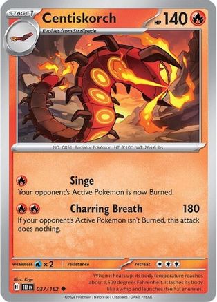 Centiskorch 037/162  - Reverse Holofoil SV05 Temporal Forces - Uncommon