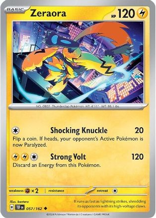 Zeraora 057/162  - Reverse Holofoil SV05 Temporal Forces - Uncommon
