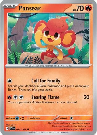Pansear 021/142  - Reverse Holofoil SV07 Stellar Crown - Common
