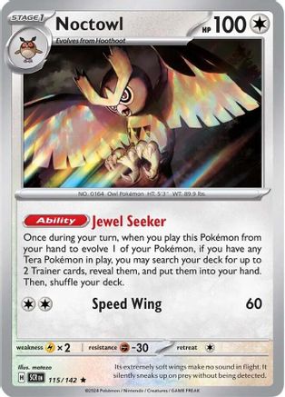 Noctowl 115/142  - Holofoil SV07 Stellar Crown - Rare