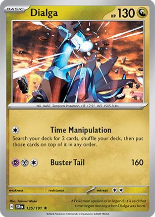 Dialga 135/191  - Holofoil SV08 Surging Sparks - Rare