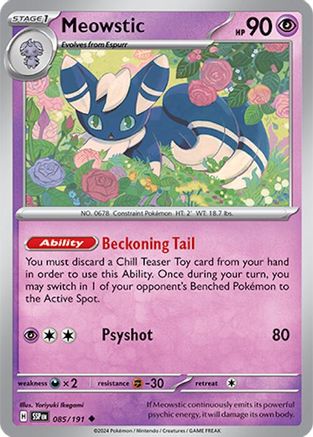 Meowstic 085/191  - Reverse Holofoil SV08 Surging Sparks - Uncommon