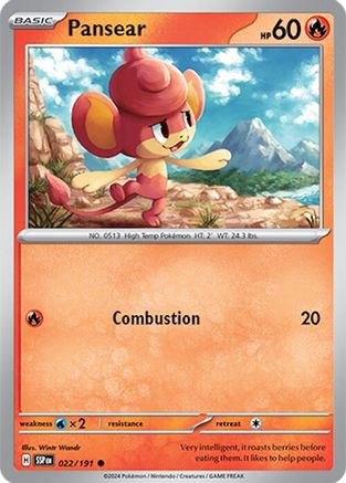 Pansear 022/191  - Reverse Holofoil SV08 Surging Sparks - Common