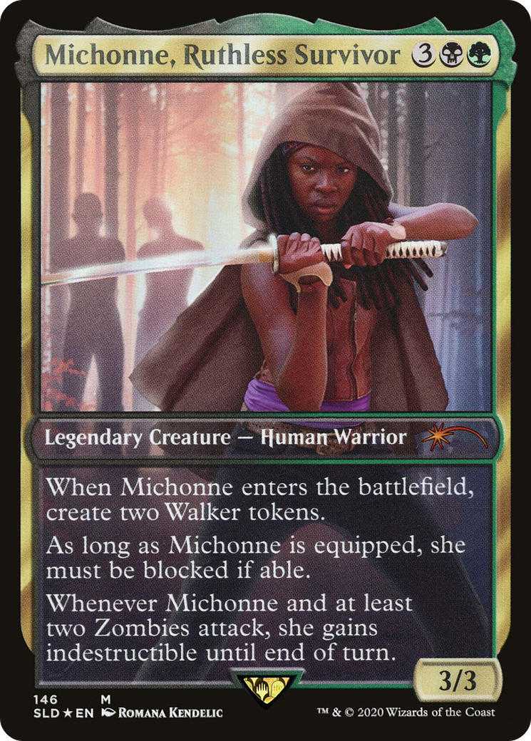 Enkira, Hostile Scavenger (SLD-146) - Secret Lair Drop / Michonne, Ruthless Survivor Foil